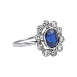 Bague Marguerite en platine, saphir et diamants - Castafiore