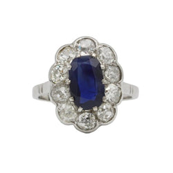 Bague Marguerite en platine, saphir et diamants - Castafiore