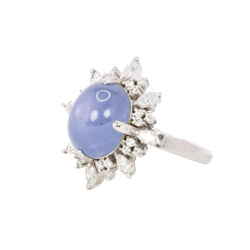 Bague Marguerite en platine, saphir et diamants - Castafiore