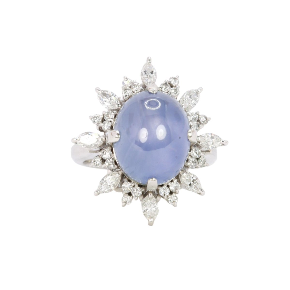 Bague Marguerite en platine, saphir et diamants - Castafiore