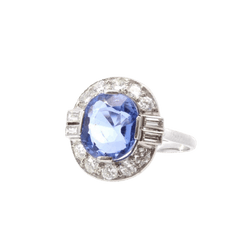 Bague Marguerite en platine, saphir et diamants - Castafiore