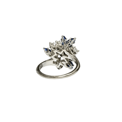 Bague Marguerite JEAN & PIERRE BELLIN en or blanc, platine, saphirs et diamants - Castafiore
