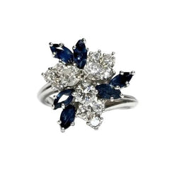 Bague Marguerite JEAN & PIERRE BELLIN en or blanc, platine, saphirs et diamants - Castafiore