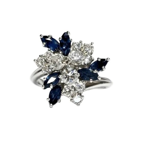 Bague Marguerite JEAN & PIERRE BELLIN en or blanc, platine, saphirs et diamants - Castafiore