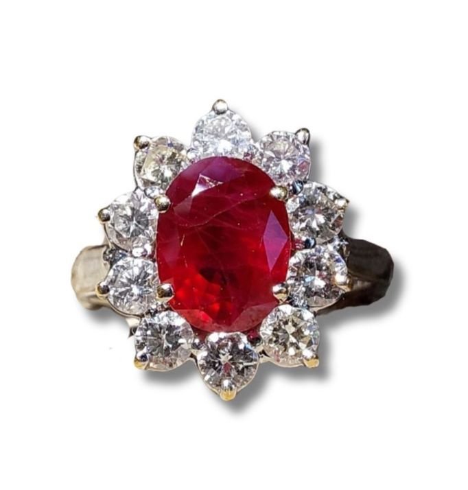 BAGUE MARGUERITE « JEANNE », RUBIS ET DIAMANTS - Castafiore