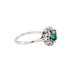 Bague Marguerite MELLERIO en platine, émeraude et diamants - Castafiore