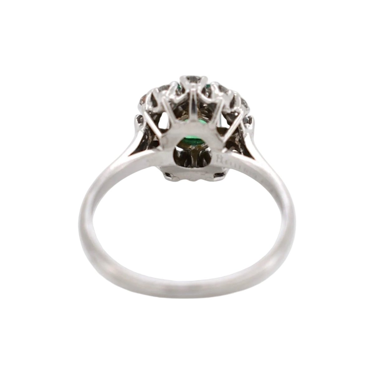 Bague Marguerite MELLERIO en platine, émeraude et diamants - Castafiore