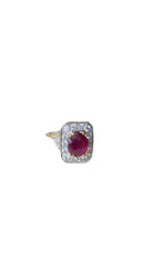 Bague Marguerite Octogonale den deux ors, rubis et diamants - Castafiore