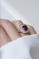 Bague Marguerite Octogonale den deux ors, rubis et diamants - Castafiore