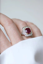 Bague Marguerite Octogonale den deux ors, rubis et diamants - Castafiore