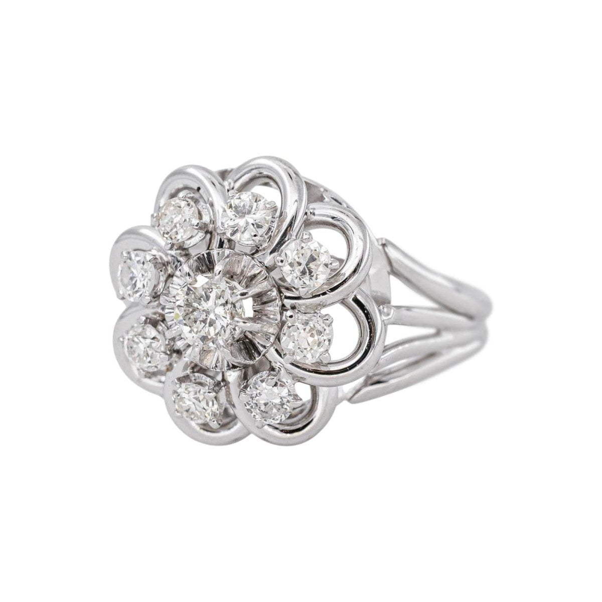 Bague Marguerite Or blanc Diamant - Castafiore
