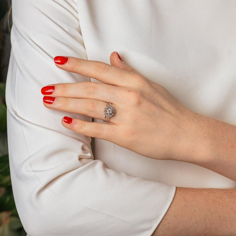 Bague Marguerite Or blanc Diamant - Castafiore