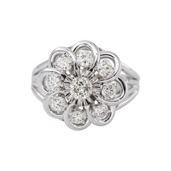 Bague Marguerite Or blanc Diamant - Castafiore