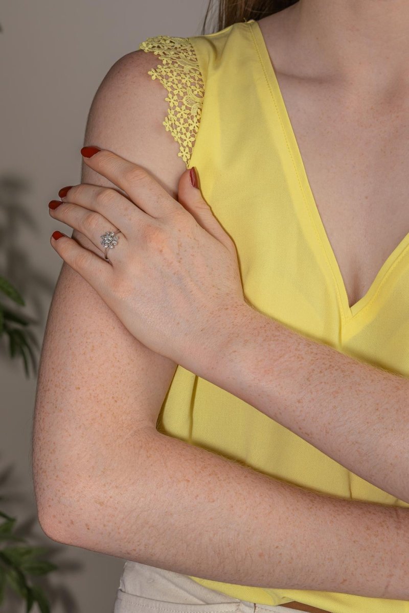 Bague Marguerite Or blanc Diamant - Castafiore