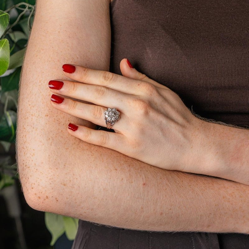 Bague Marguerite Or blanc Diamant - Castafiore