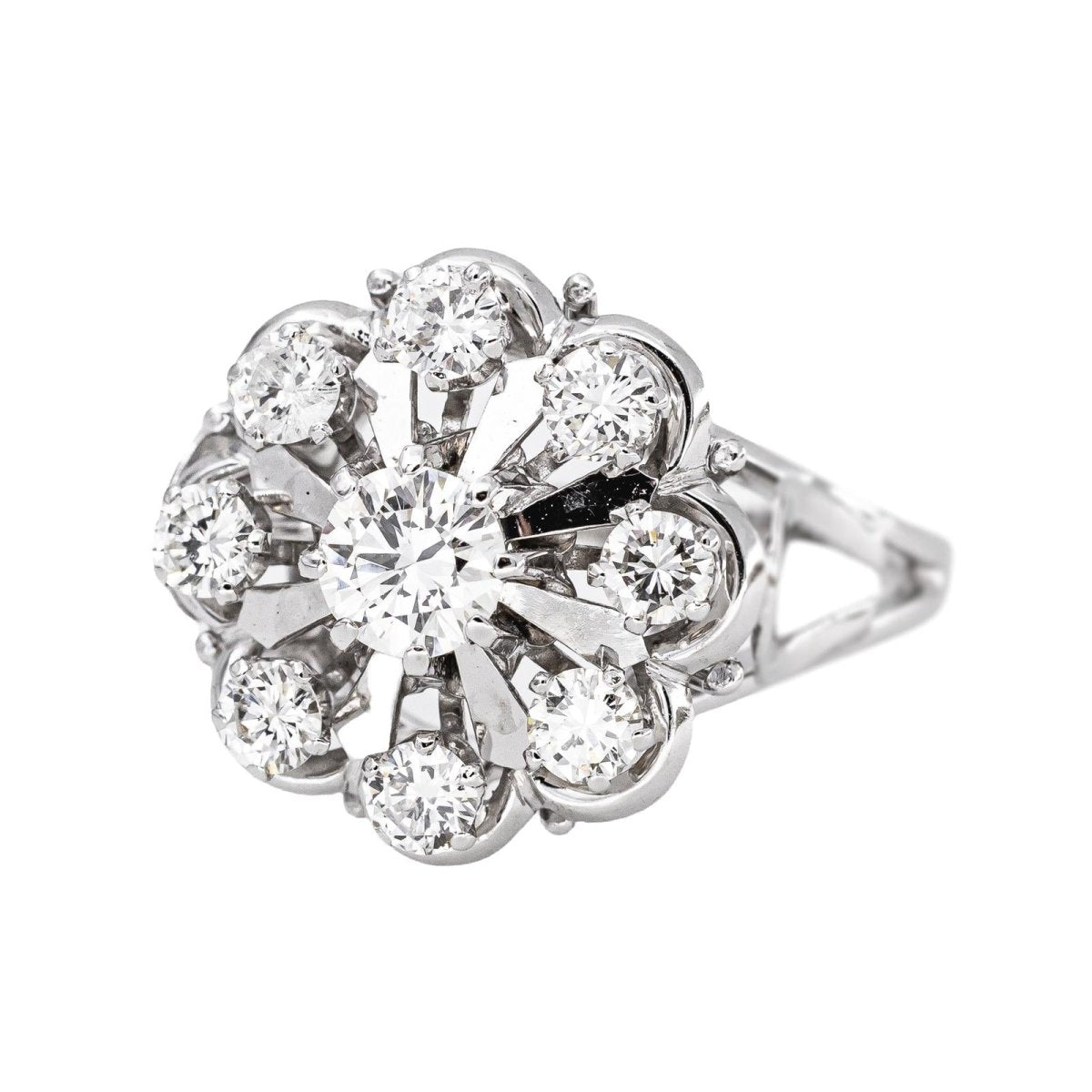 Bague Marguerite Or blanc Diamant - Castafiore