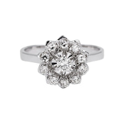 Bague Marguerite Or blanc Diamant - Castafiore