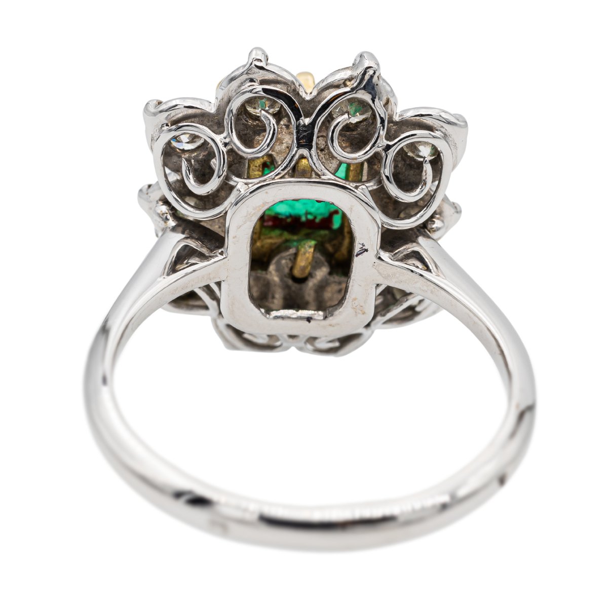 Bague Marguerite Or blanc Emeraude - Castafiore