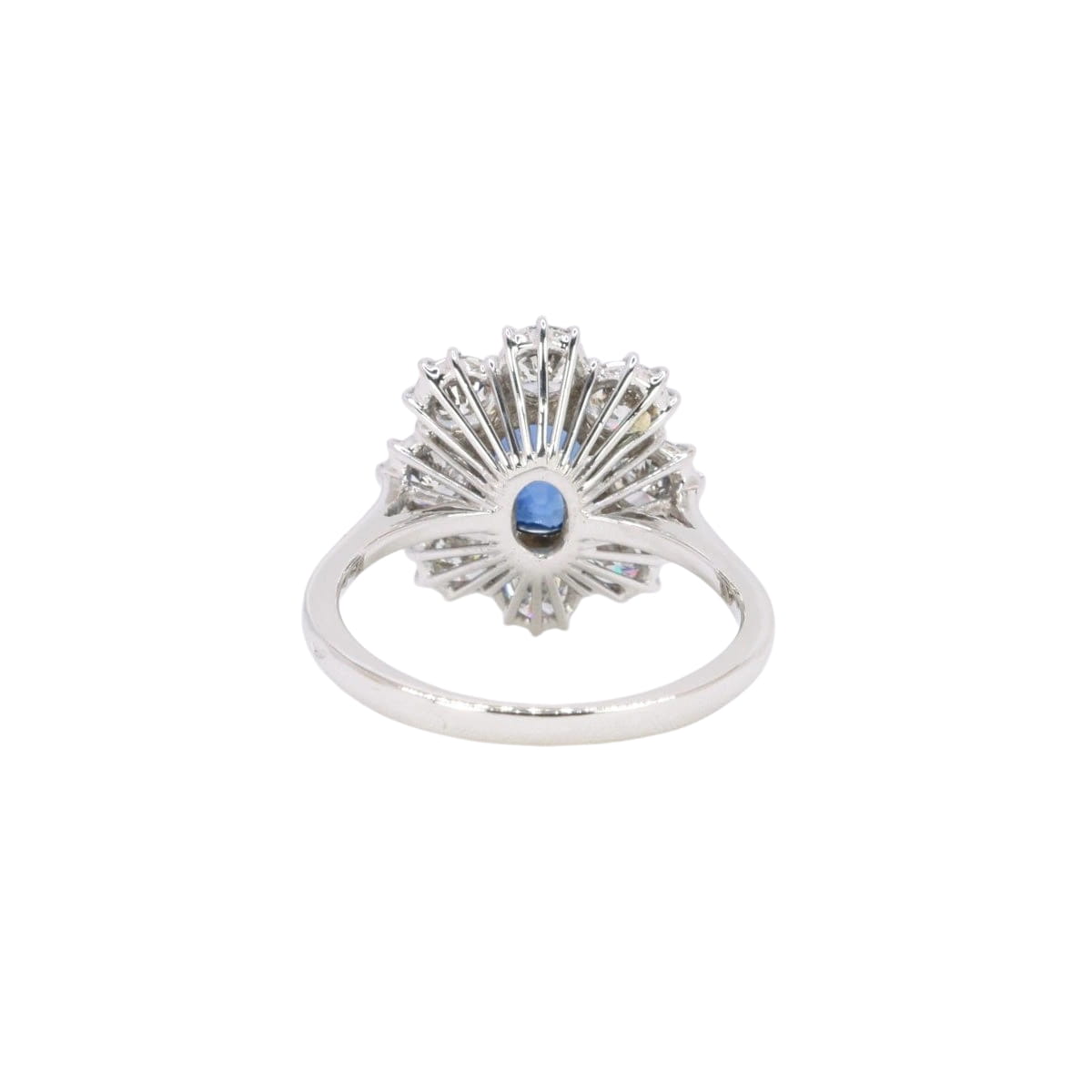 Bague marguerite or blanc saphir ovale diamants - Castafiore