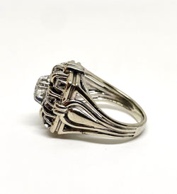 Bague marguerite or gris et diamant central 0,45 cts - Castafiore