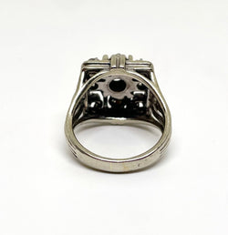 Bague marguerite or gris et diamant central 0,45 cts - Castafiore
