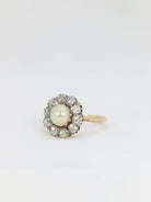 Bague marguerite or jaune argent diamants perle fine - Castafiore