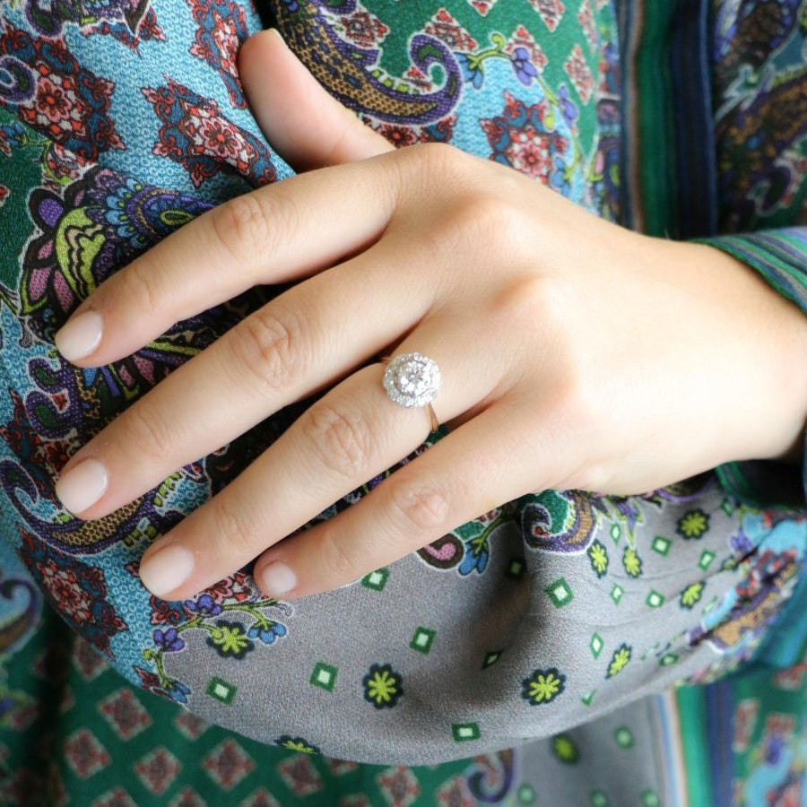 Bague marguerite or jaune diamant 0,8 carat - Castafiore