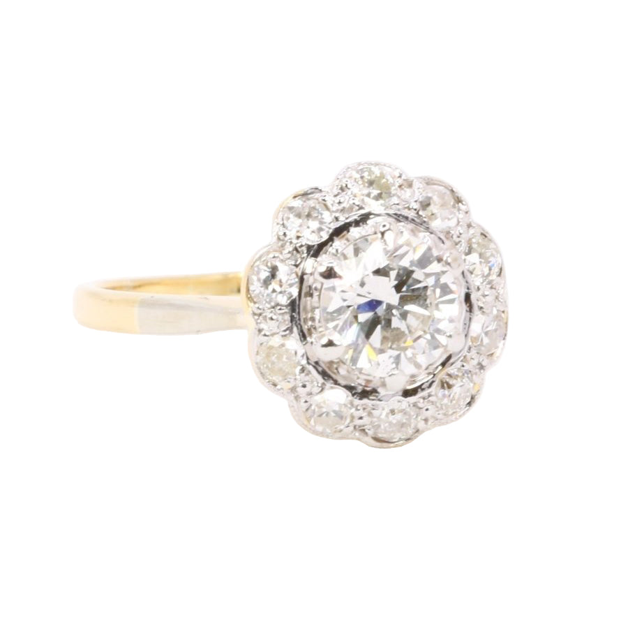 Bague marguerite or jaune diamant 0,8 carat - Castafiore