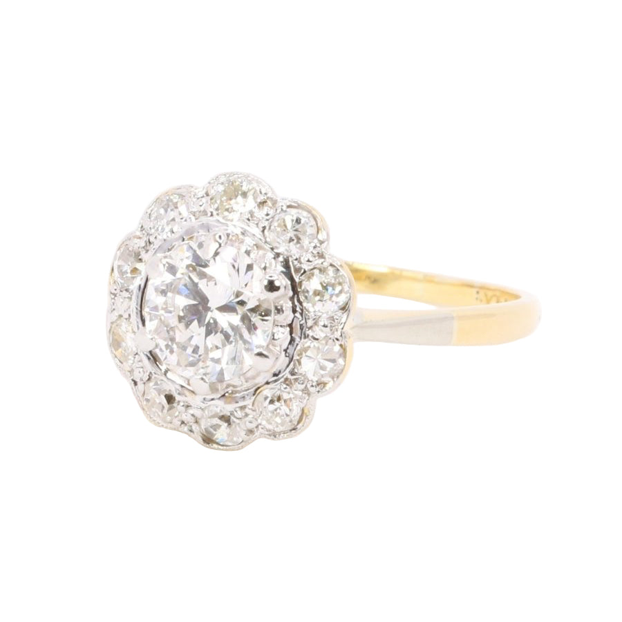 Bague marguerite or jaune diamant 0,8 carat - Castafiore