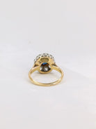 Bague marguerite or platine diamants saphir rond - Castafiore