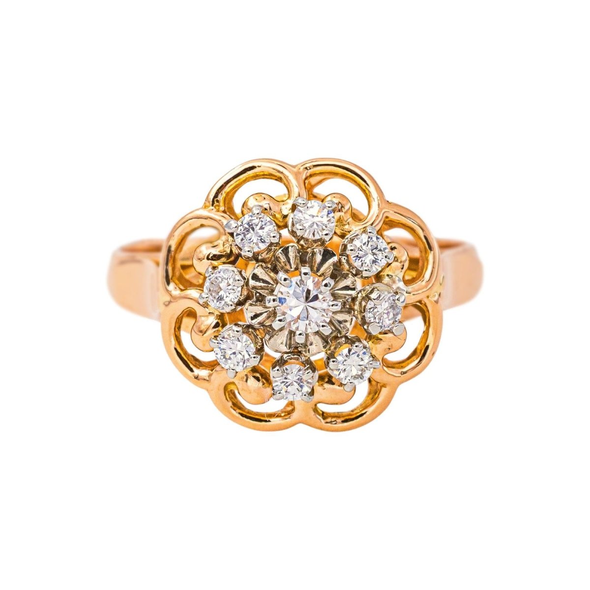 Bague Marguerite Or rose Diamant - Castafiore