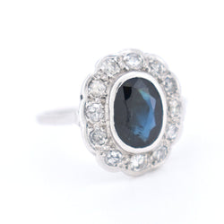 Bague Marguerite Or Saphir et Diamants - Art Déco - Castafiore