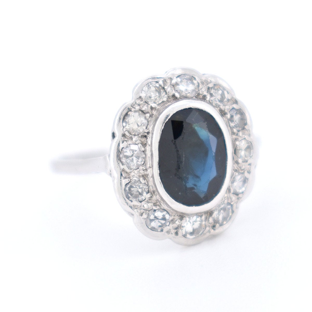 Bague Marguerite Or Saphir et Diamants - Art Déco - Castafiore