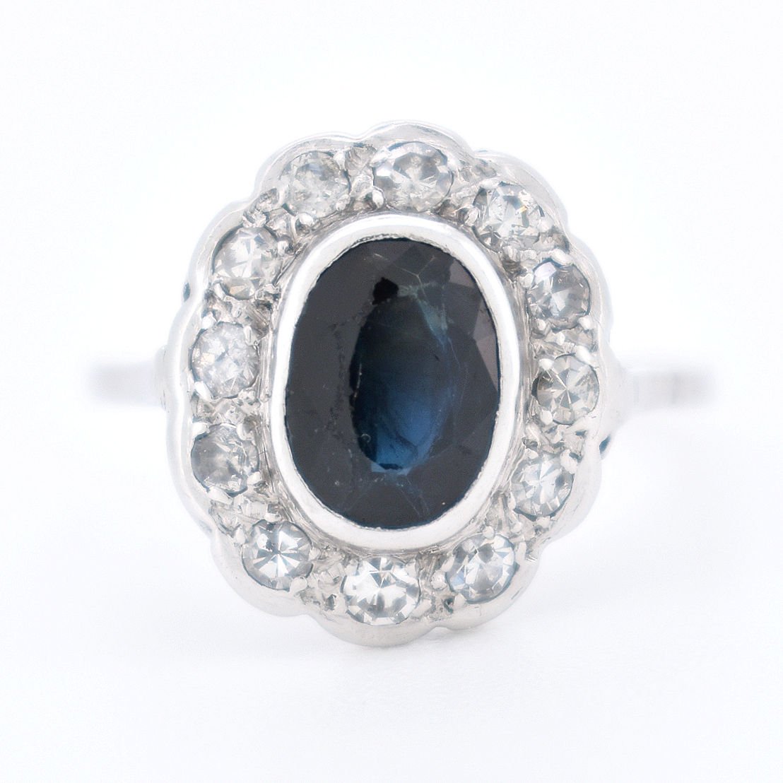 Bague Marguerite Or Saphir et Diamants - Art Déco - Castafiore