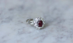 Bague Marguerite Rubis Birman Non Chauffé 1.60 Cts et Diamants - Castafiore