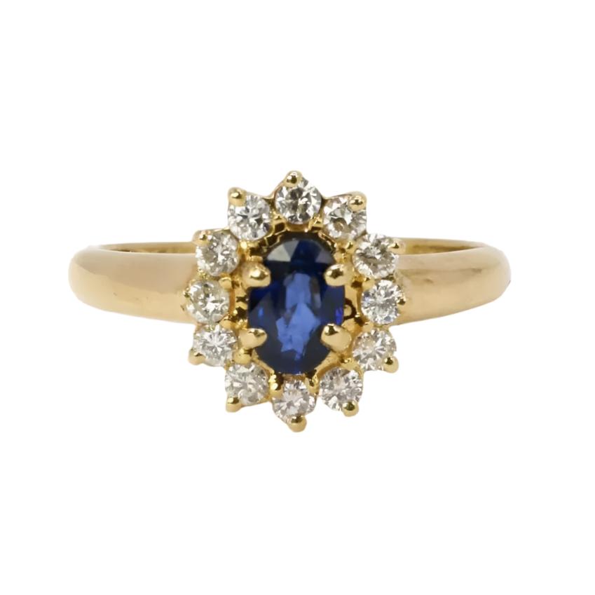 Bague marguerite saphir diamants - Castafiore