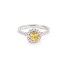 Bague Marguerite Saphir Jaune Carats Diamants Or Gris 18 Carats - Castafiore