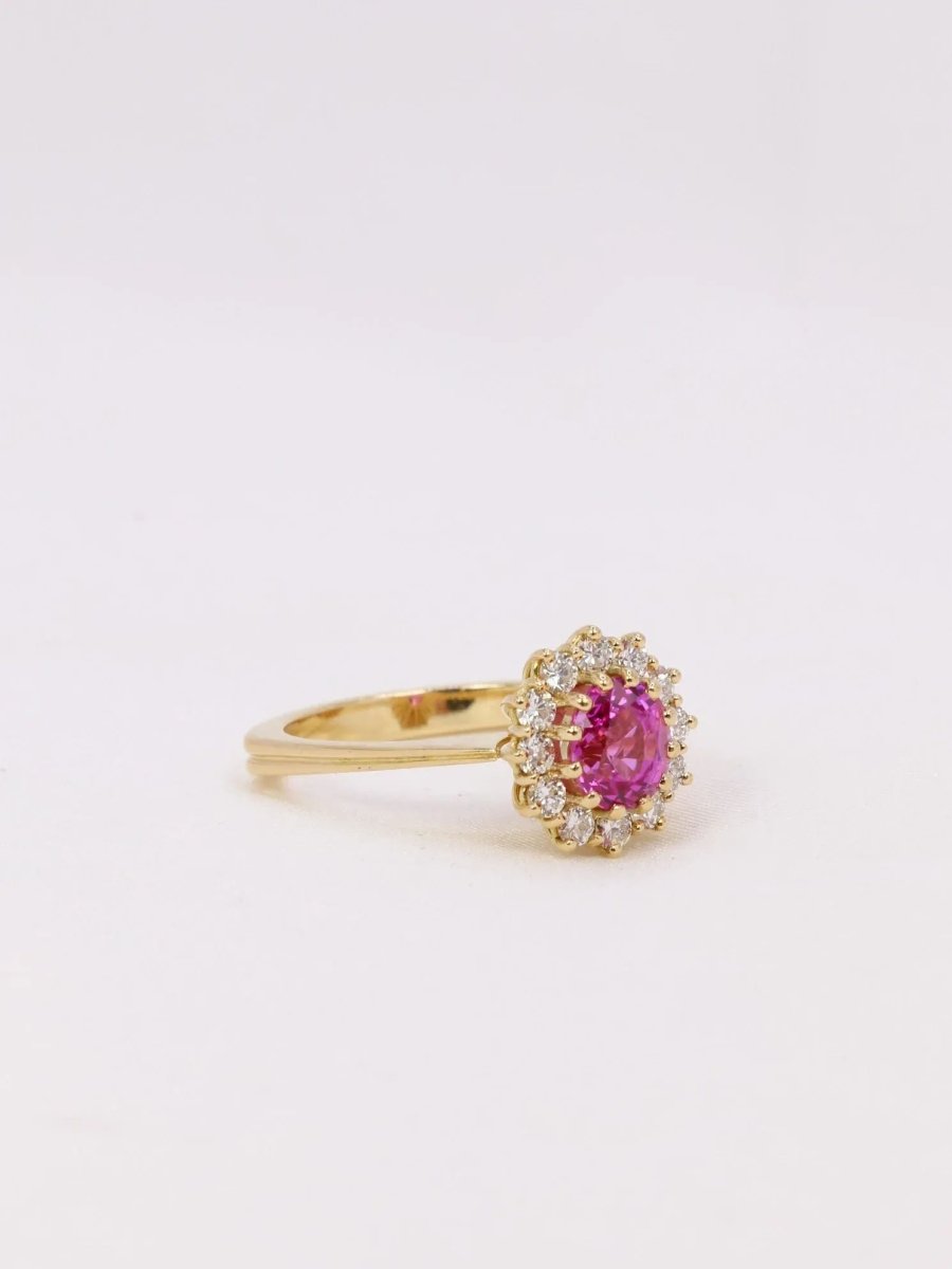 Bague marguerite saphir rose 1,3 ct - Castafiore