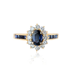 Bague marguerite saphirs diamants et saphirs calibrés - Castafiore