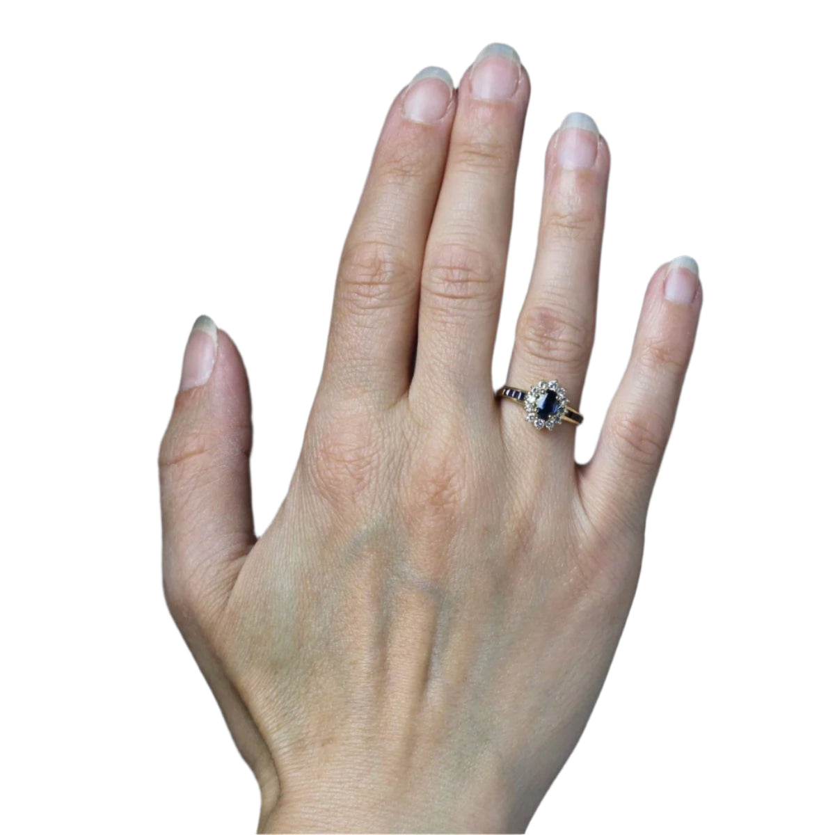 Bague marguerite saphirs diamants et saphirs calibrés - Castafiore