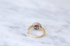 Bague marguerite spinelle rouge entourage diamants - Castafiore