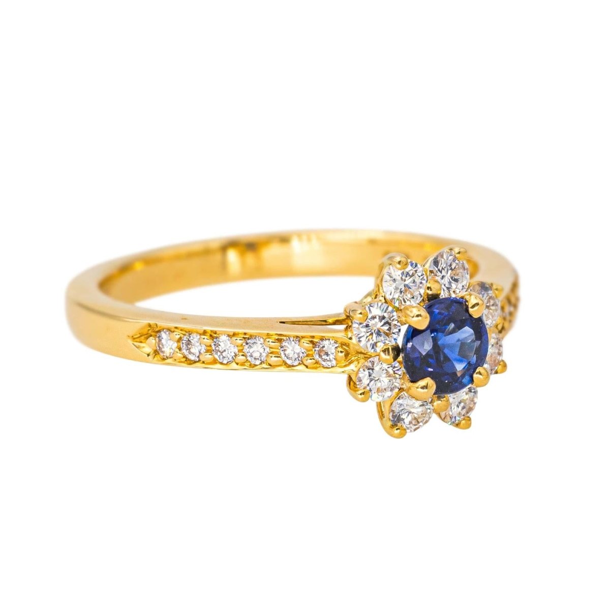 Bague Marguerite TIFFANY & CO. en or jaune, saphir et diamants - Castafiore