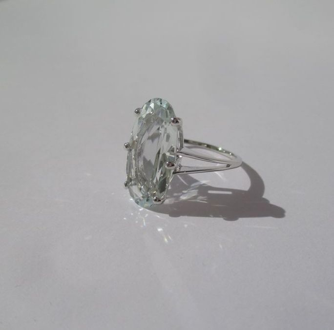 Bague Marquise Aigue - marine Or blanc - Castafiore