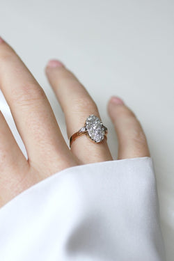 Bague Marquise Ancienne Diamants 1,30 Cts Or rose - Castafiore