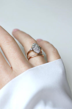 Bague Marquise Ancienne Diamants 1,30 Cts Or rose - Castafiore