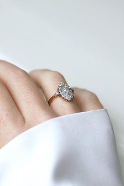 Bague Marquise Ancienne Diamants 1,30 Cts Or rose - Castafiore