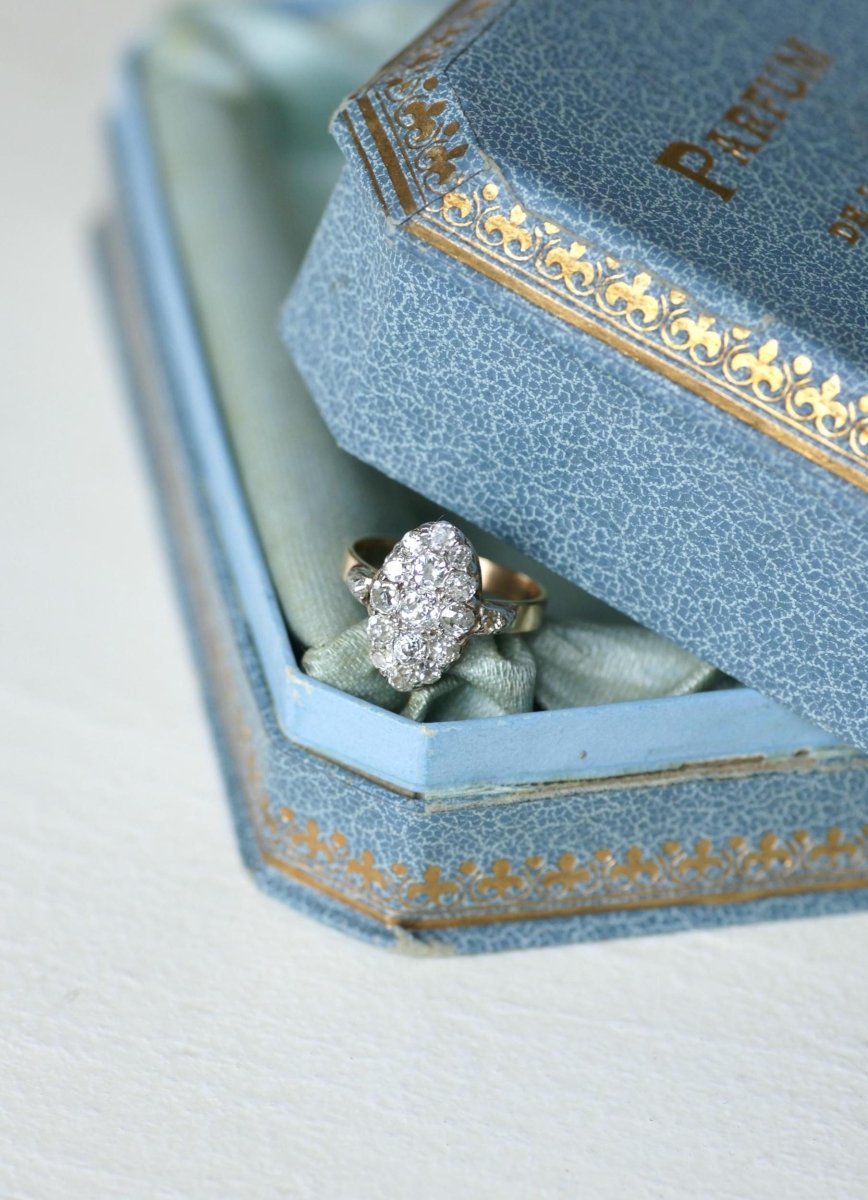 Bague Marquise Ancienne Diamants 1,30 Cts Or rose - Castafiore