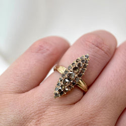 Bague marquise ancienne or jaune diamants Salt & Pepper taille en rose - Castafiore