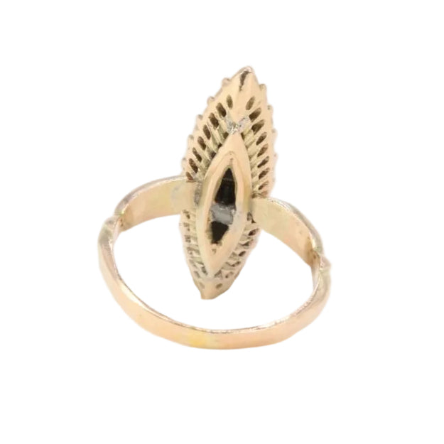 Bague marquise ancienne or jaune diamants Salt & Pepper taille en rose - Castafiore