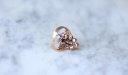Bague Marquise Ancienne Or Rose et Grenats de Perpignan - Castafiore